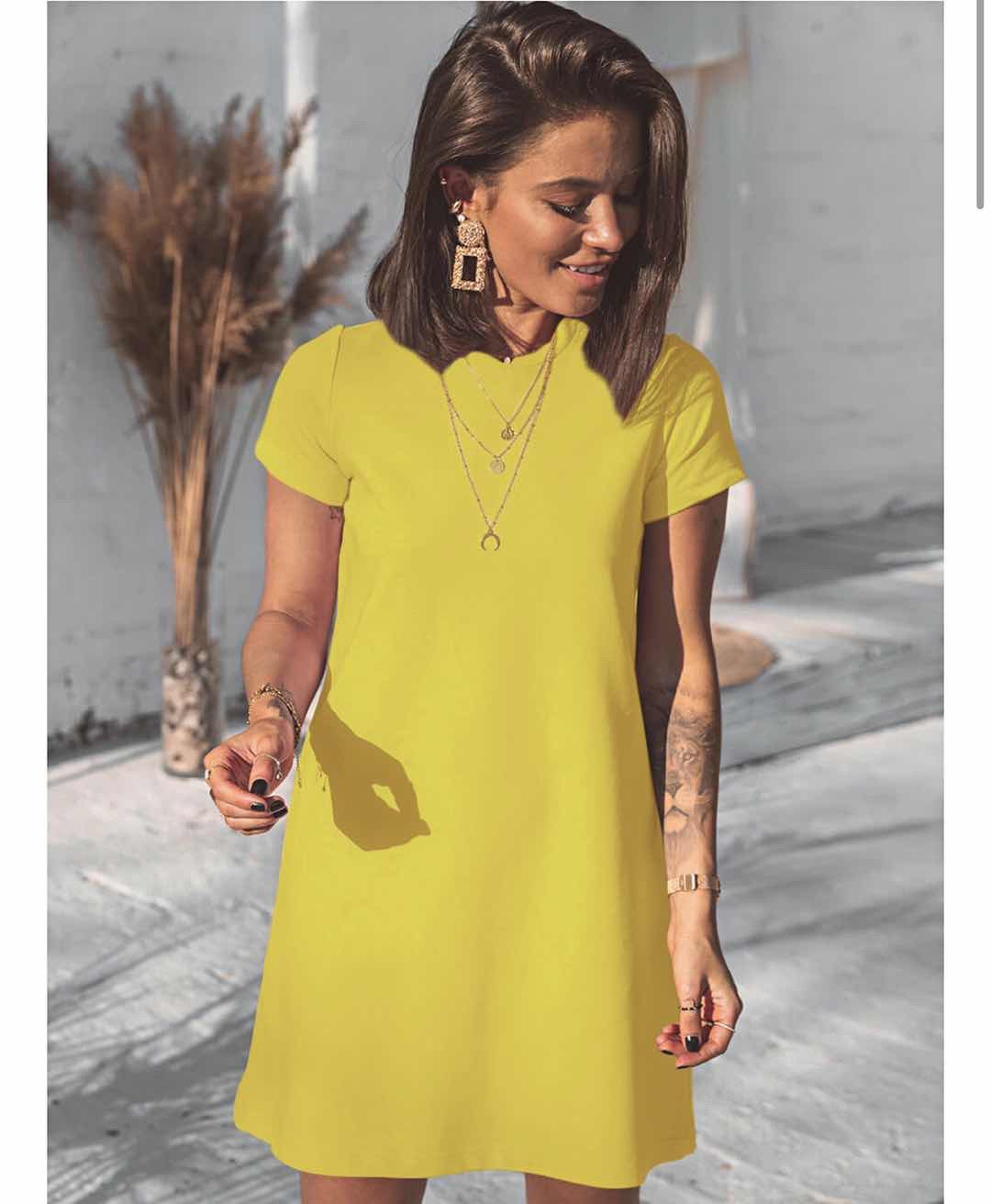 Дамска туника-рокля 5166 жълта