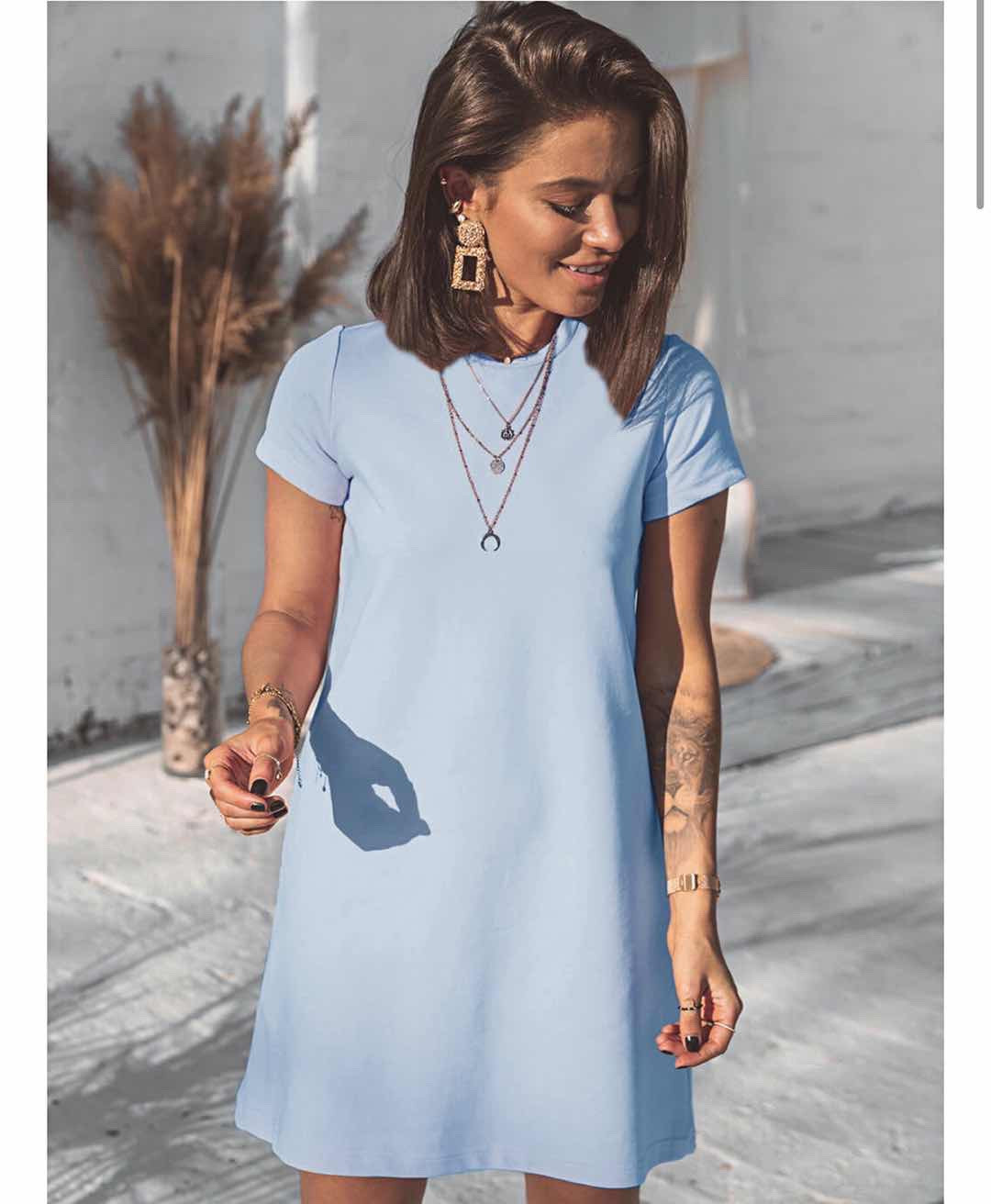 Дамска туника-рокля 5166 светло синя