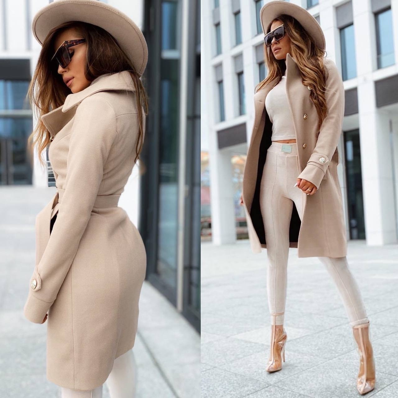 Дамско елегантно палто 6083 бежов