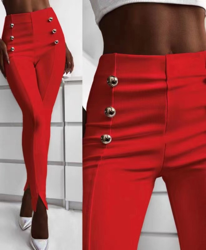 Дамски панталон с цепки 5517 червен