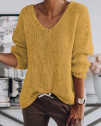 Дамски пуловер 00888 жълт