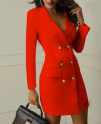 Дамска рокля/сако с двуредно закопчаване 9040 червена