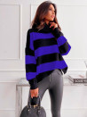 Дамски пуловер райета 88102 син