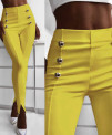 Дамски панталон с цепки 5517 жълт 