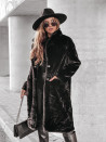 Дамско пухкаво дълго палто K21841 черен 