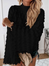 Дамски пуловер с обемен ръкав 00695 черен