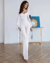 Дамски комплект блуза и панталон A0831 бял 