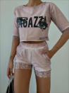 Дамски комплект блуза и панталонки PC2042 розов 