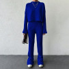 Дамски ефектен комплект блуза и панталон AR31240 син