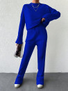 Дамски ефектен комплект блуза и панталон AR31240 син