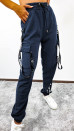 Дамски панталон с джобове E10001 тъмно син 