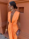 Дамска рокля по тялото 24067 оранжев 