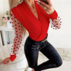 Дамска блуза с тюлени ръкави J8002 червен
