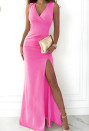 Дамска дълга рокля с цепка A1876 розов 