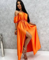 Дамска сатенена рокля 4963 оранжев 