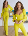 Дамски комплект блуза и панталон A0831 жълт 