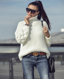 Дамски пуловер 7211 бял