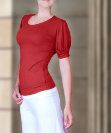 Дамска блуза с обемни ръкави 46201 червен