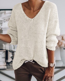 Дамски пуловер 00888 бял