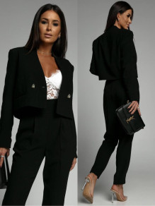 Дамски комплект сако и панталон 9053 черен 