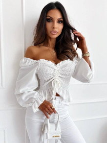 Дамска еластична блуза K5543 бял 