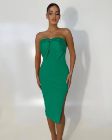 Дамска ефектна рокля с панделка LP4788 зелен 
