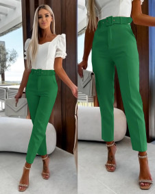 Дамски панталон с колан A0887 зелен 
