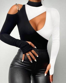 Дамска черно-бяла блуза 10061