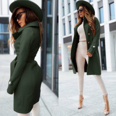 Дамско елегантно палто 6083 тъмно зелен 