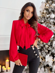 Дамска блуза с панделка 30217 червен 
