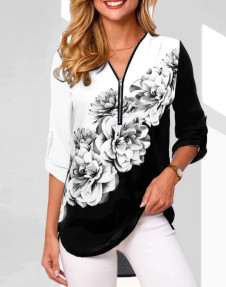 Дамска черно-бяла риза 10071