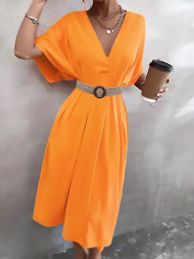 Дамска рокля с дължина под коляното 6506 оранжев