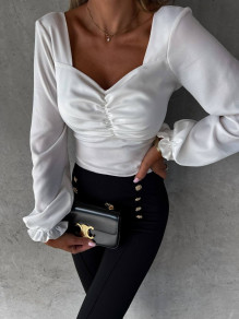 Дамска ефектна блуза 22906 бял 