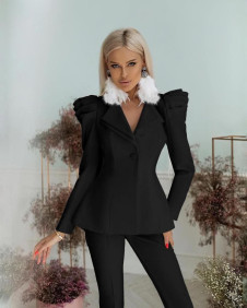 Дамски елегантен комплект сако и панталон B2813 черен 