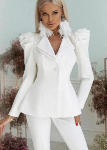 Дамски елегантен комплект сако и панталон B2813 бял 