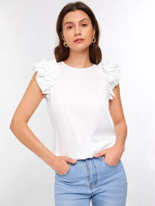 Дамска блуза с ефектни ръкави K6282 бял