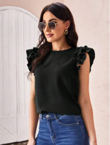 Дамска блуза с ефектни ръкави K6282 черен 