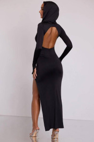 Дамска дълга ефектна рокля LP8961 черен