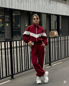 Дамски спортен плюшен сет ELP9446 burgundy