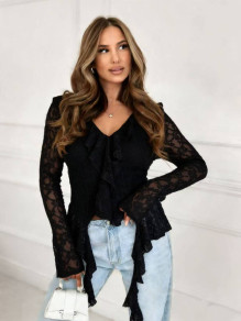 Дамска елегантна дантелена блуза K39087 black
