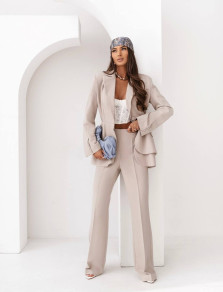Дамски елегантен комплект сако и панталон E5325 beije