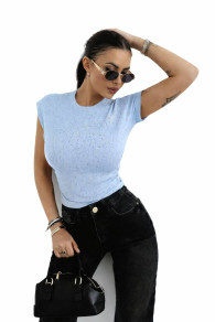 Дамска блуза с кристали NG3787 light blue 