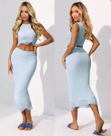 Дамски сет с дантела K26668 light blue