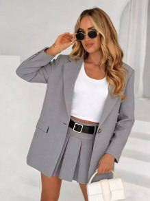 Дамски елегантен сет сако и пола KC799 grey