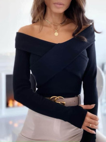 Дамска блуза с ефектно деколте EM1623 черен 