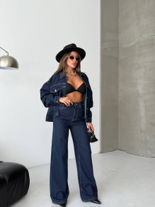 Дамски дънков сет риза и дънки SQ14582