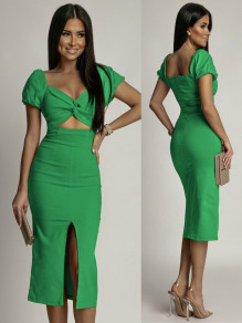 Дамска ефектно изрязана рокля K8774 зелен 