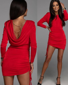 Дамска рокля с акцент на гърба A1462 червен 