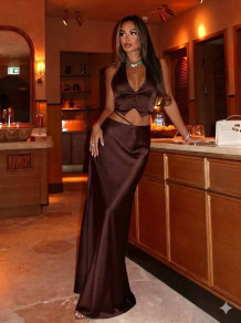 Дамски сатенен сет A5278 Chocolate