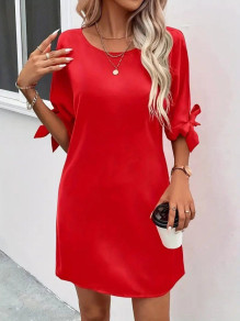 Дамска рокля с ефектни ръкави Z71121 червен 